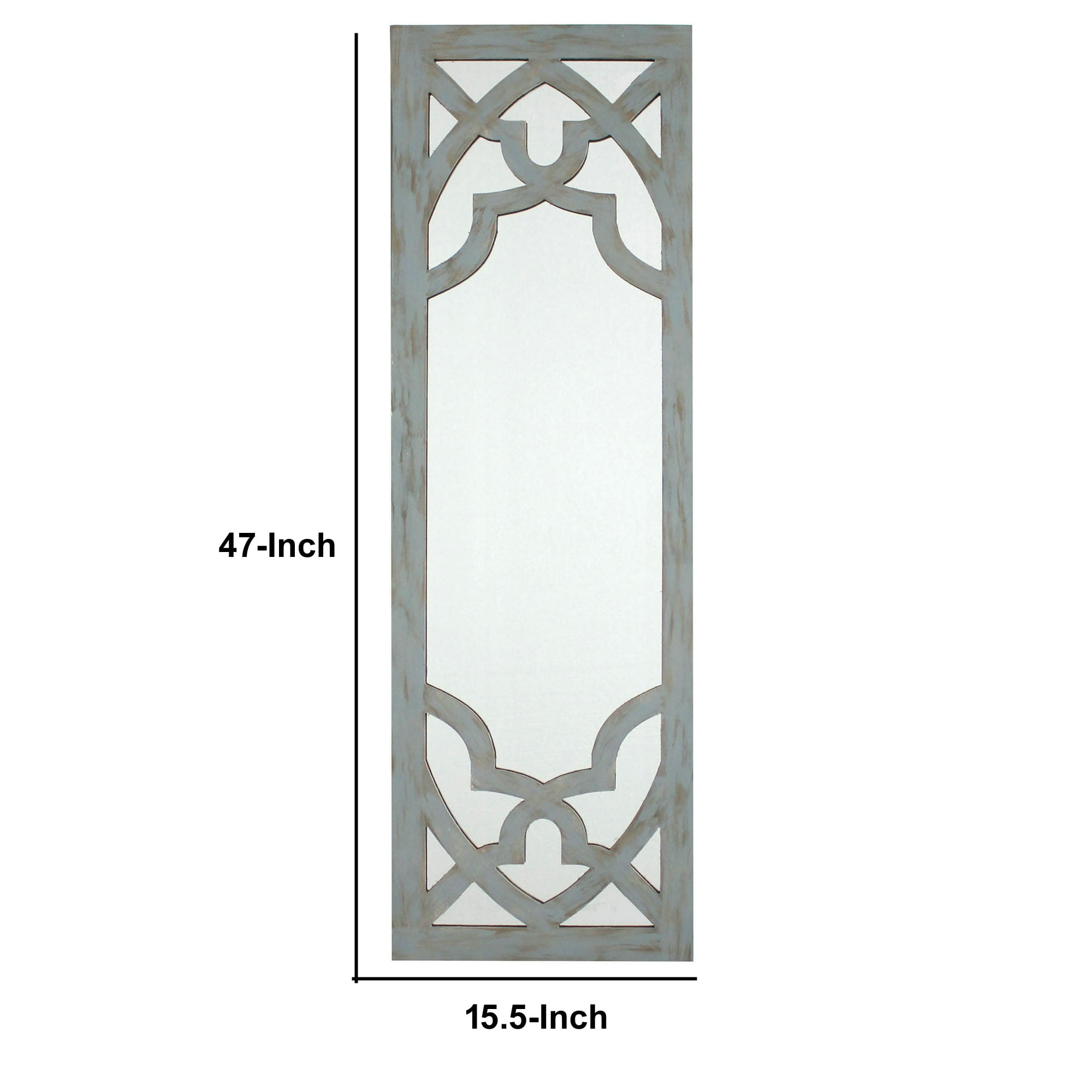 White Benjara Wooden Rectangular Wall Mirror with Beveled Edges 