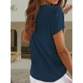 thumbnail image 5 of Women's Summer Casual Short Sleeve V-Neck Solid Color Basic T-Shirt Tops with Pocket, 5 of 6
