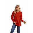 thumbnail image 2 of Ronuti Sweatshirt for Women Side Split Fall Fashion Long Sleeve Shirts Crewneck Tunic Tops, 2 of 8