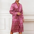 thumbnail image 4 of Holiday Clearance! ZVNAΖH Mens Satin Robe Lightweight Silky Kimono Bathrobe Long Sleeve Vintage Print Loungewear, 4 of 7