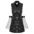 thumbnail image 3 of YiZYiF Women's Shiny Sequin Disco Dance Dress Sleeveless Mini Dress with Oversleeve Hippie Costume Black M, 3 of 5