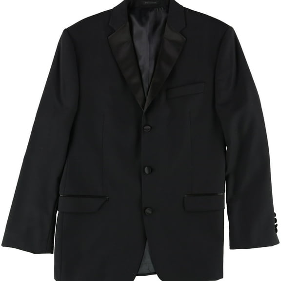 Calvin Klein Mens Slim Contrast Trim Three Button Blazer Jacket, Black, 42 Regular