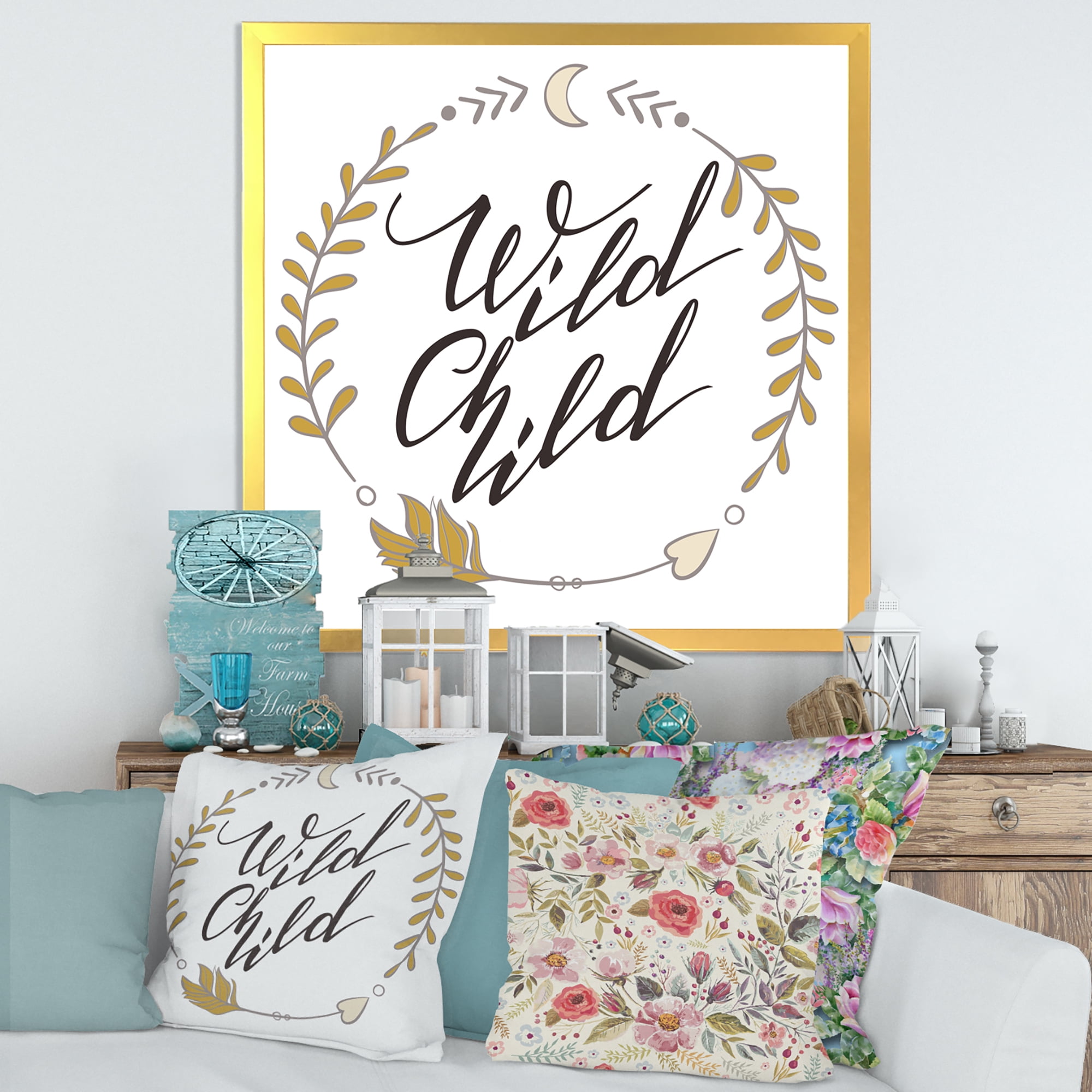 Designart 'Wild Child Under Arrows Circled' Traditional Framed Art Print
