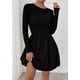 thumbnail image 3 of Vestido PRETTYGARDEN Mini Línea A con Manga Larga XL Negro, 3 of 8