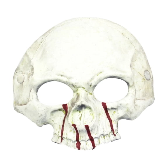 Half Face Skull Mask White Faux Bone Halloween Accessory 1 Pack for Masquerade Party Haunted House Events