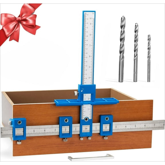 Cabinet hardware jigs, punch locators, drilling guides, wood drilling dowel guides for installing door and drawer handles, cabinet template tools for handles and pulls