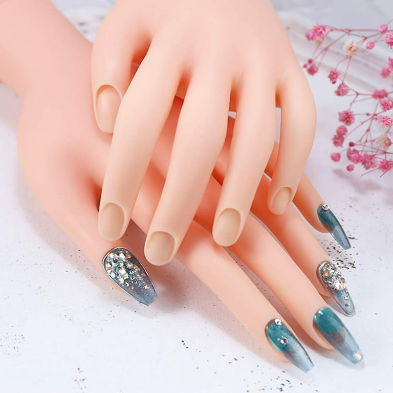 Practice Hand for Acrylic Nails, Flexible Nail Hand Practic Nail Training  Fake Hand Nails Practice Mannequin Hands Manicure Hand Practice with Nails