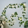 Efavormart 7FT 20 LED Artificial Green Ivy Leaf Garland, Battery Operated Fairy String Lights Flowers Party Wedding Wall Garden Plants Decor Indoor Outdoor Decoration