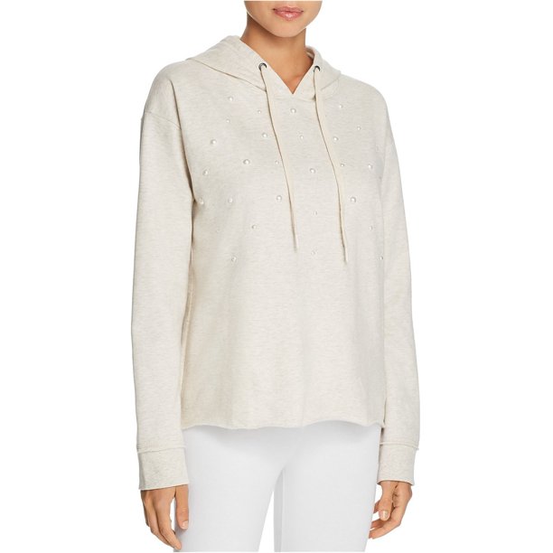 P.J. Salvage Womens Imitation Pearl Hoodie Sweatshirt oatmeal S