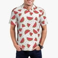 thumbnail image 2 of Balery Hand Drawn Watermelon Printed Men’s Short Sleeve Polo Shirt, Midweight Men's Shirt,Golf Polo shirts -Small, 2 of 8