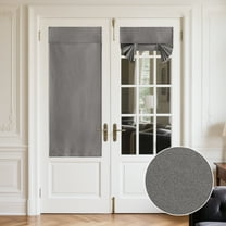NICETOWN Linen Door Curtains for Door Window, 100% Blackout French Door Curtains Full Light Blocking Privacy Thermal Insulated Window Drapes for Glass Door, Grey, 26"x80", 1 Panel