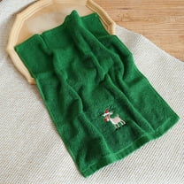 Meitianfacai Christmas Decoration Hand Towel Embroidery Santa Claus Reindeer Christmas Tree Dish Towel Fabric Bathroom Towel Suitable For Home Kitchen Bathroom Cleaning, Green