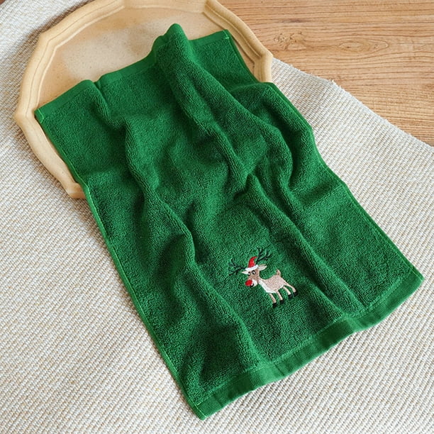Christmas Decoration Hand Towel Embroidery Santa Claus Reindeer Christmas Tree Towel Fabric Bathroom Towel Suitable For Home Kitchen Bathroom Cleaning