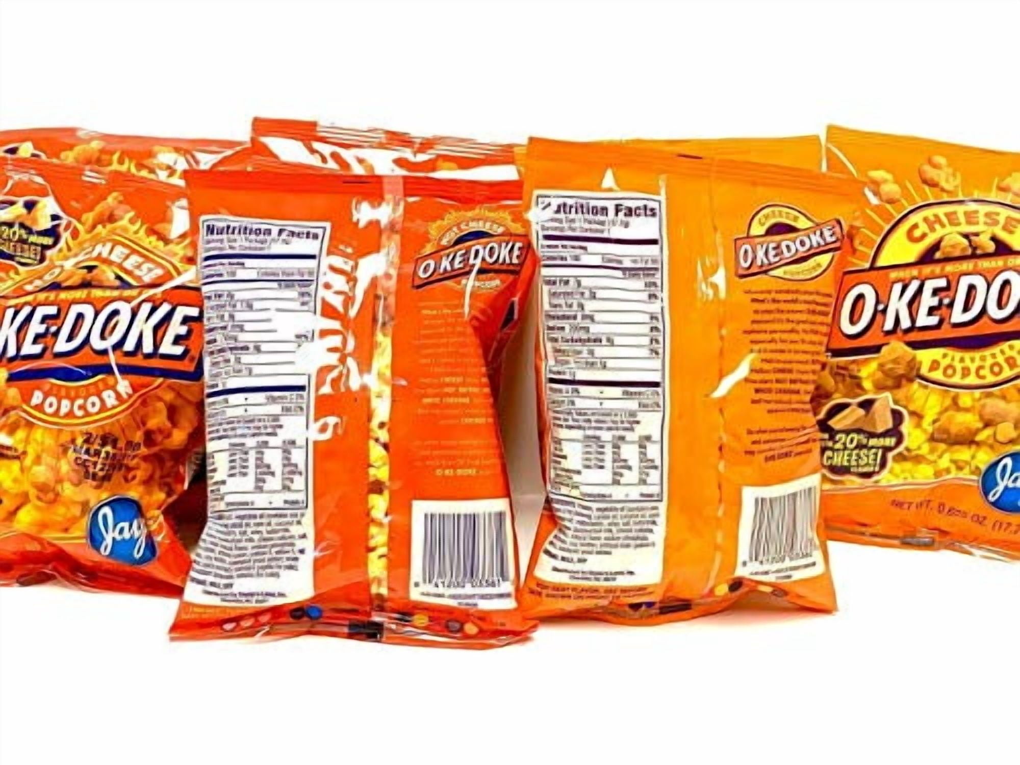 Oke Doke 10 Pack Cheese & Hot Cheese Flavored Popcorn 10 Pack .625 Oz Bags