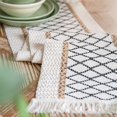 thumbnail image 2 of shiyou-Boho Table Runner, Cotton Linen Table Decorations, Farmhouse Table Runner with Tassels, Black/Grid, 12x60, 2 of 4