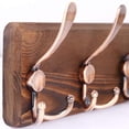 thumbnail image 3 of Soporte pared SKOLOO rústico: 16'' holgura, tablón madera pino 5 ganchos triples, percha granja colgar mochila, chaqueta, abrigo, sombrero, pack 2, 3 of 3