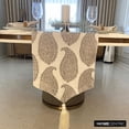 thumbnail image 4 of The HomeCentric Luxury Silver 8 - 10 Seater Table Runner 14 x 120 inch, Embroidery, Foil, Beaded, Tassels, Jacquard, Paisley, Table Runner for Dining, Outdoor, Kitchen, Contemporary - Paisley Sparkle, 4 of 10