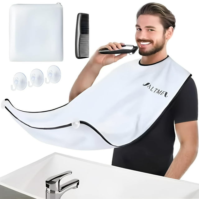 IALTMEI Babero para Barba Delantal para Barba Antiadherente Receptor de Recorte de Barba Impermeable Receptor de Barba Transpirable para Afeitar Accesorios de Barba Premium para Hombres Regalos para H