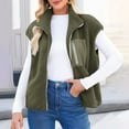 thumbnail image 2 of Women's Plus Size Vest Jacket Fall Sleeveless Coat Zip Up Outerwear with Pockets(Green L), 2 of 8