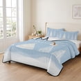 thumbnail image 2 of Quilts Twin XL Size Bedding Set, Light Blue Christmas Lightweight Quilted Comforter, Xmas Trees Snowy Snowflake Winter Soft Reversible Bedspread Coverlet with Pillow Covers for All Season, 68" x 98", 2 of 9