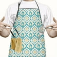 thumbnail image 2 of Blue Pioneer Flower Pattern Apron-Garden Aprons for Women with Pockets-Cotton Linen Waterproof Kitchen Cooking Gardening Aprons Adjustable for Kitchen,Cooking,BBQ and Salon 33x27 Inch, 2 of 7
