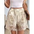 thumbnail image 5 of Women's Satin Lace High Waist Embroidered Shorts for Casual Summer Color S, 5 of 9