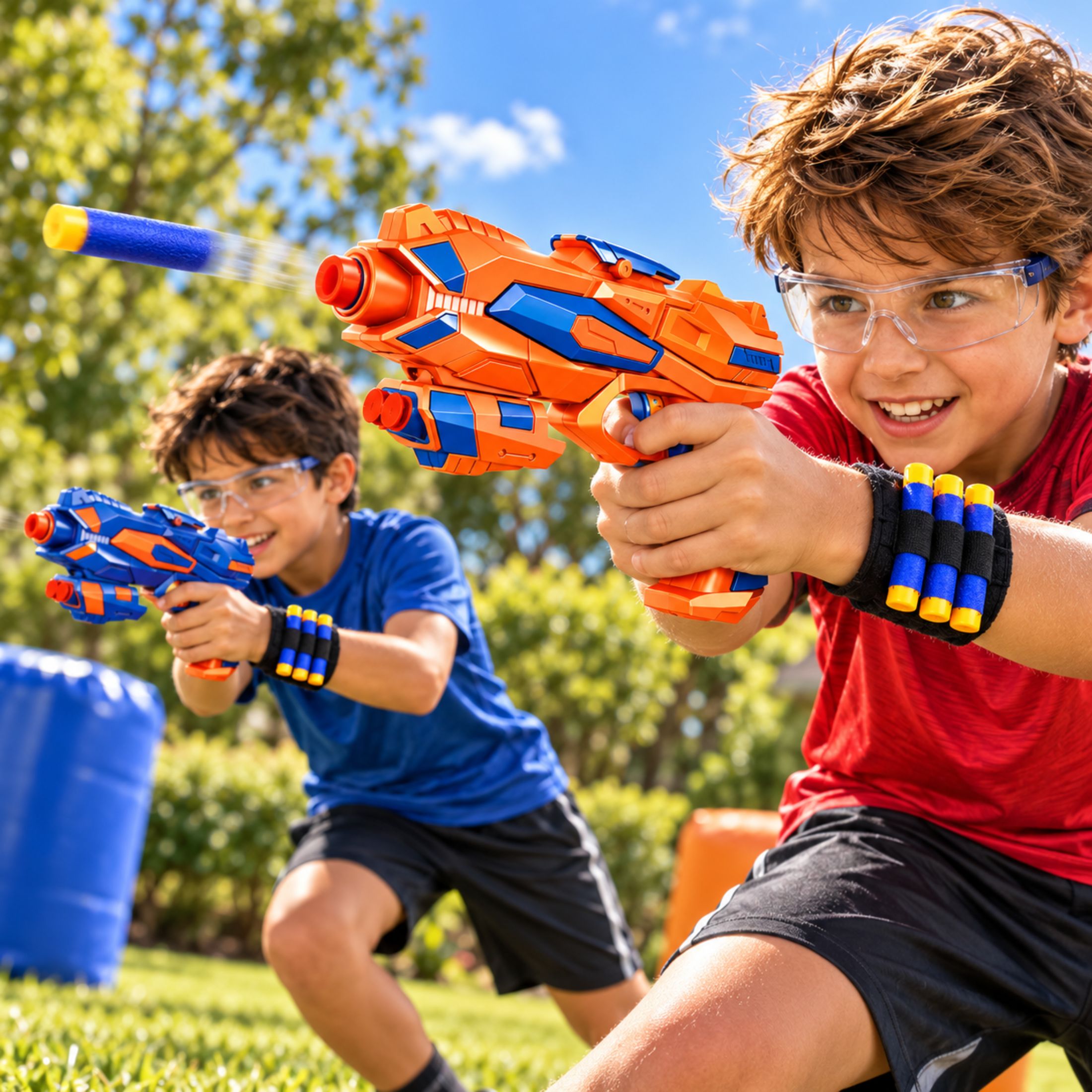 JoyX Foam Dart Blaster 2 Pack with 60 Darts & Wristbands photo 2