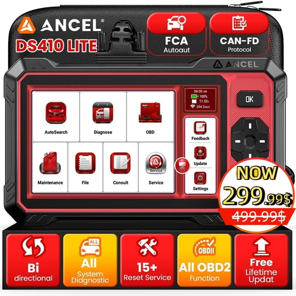 ANCEL DS410 Lite Bidirectional Wireless OBD2 Scanner Diagnostic Tool, 15 Reset Services Full System Diagnostic Tool, 24-hour Real-time Online Chat, Free Lifetime WiFi Update