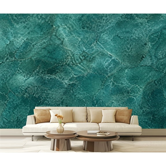 Wall Mural Peel and Stick Dark Teal Green Blue Grunge Dirty Concrete Stucco Plaster Wall Vintage Self-Adhesive Wallpaper Removable Wall Decal Wall Sticker Home Decor for Living Room Bedroom 100"x144"