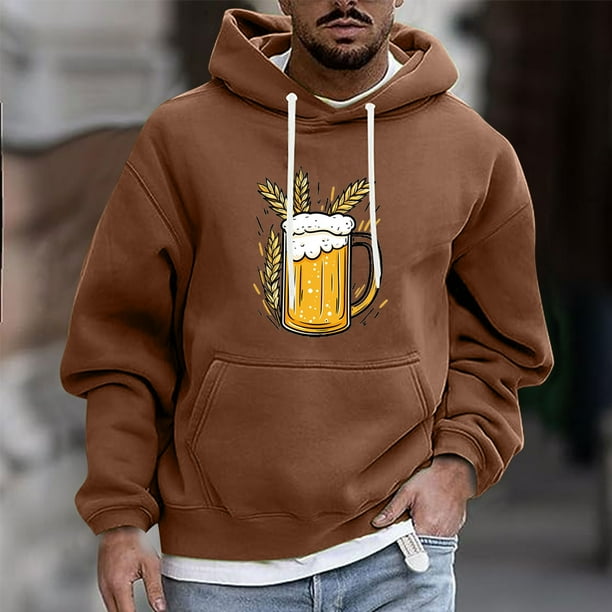 Sudadera con capucha para hombre, estilo casual, con cuello redondo, estampado, manga larga, blusa de poliéster