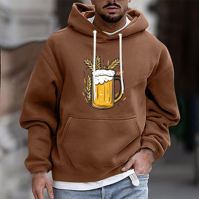 Sudadera con capucha para hombre, estilo casual, con cuello redondo, estampado, manga larga, blusa de poliéster