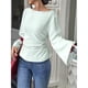 thumbnail image 4 of Camisas de Larga para Mujer, Tops Cortos de Otoño, Cuello , Mangas Acampanadas, Acanalados, con Cordones, Ropa Y2K Verde L, 4 of 8