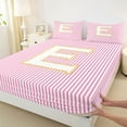 thumbnail image 3 of Feelyou Chic Monogrammed E Queen Sheet Sets, Glitter Sequin Print Flat Sheet, Teens Kids Girls Women Queen Fitted Sheet, Luxury Bedroom Decor, 4 Pieces, 3 of 7