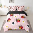 thumbnail image 2 of Ladybug Bed in a Bag 7-Piece Wildlife Ladybird Bedding Set, Chic Daisy Twin Size Comforter Set Girly Pink Bedding Comforter Sets, Cartoon Animal Theme Bed Set Botanical Floral Bedroom Decor, 2 of 4