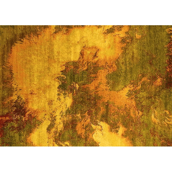 Ahgly Company Indoor Rectangle Oriental Yellow Industrial Area Rugs, 5' x 7'