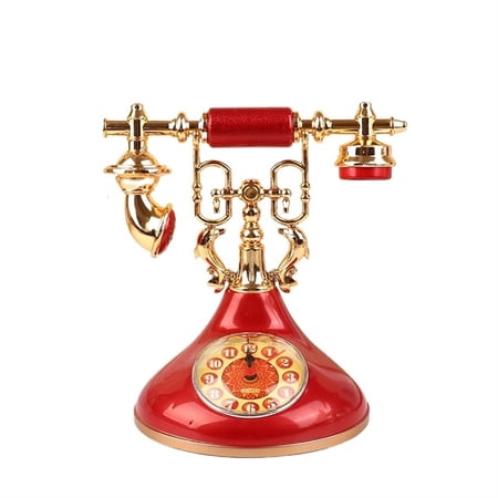 Vintage Telephone Alarm Clock Retro Desk Decor for Bedroom Office
