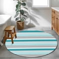 thumbnail image 4 of Grey Blue Striped Round Rug 4ft Washable Circle Entryway Rugs Non Slip Farmhouse Stripes Modern Abstract Art Area Rug Indoor Floor Carpet for Bedroom Kitchen Living Room Home Office Dining Room, 4 of 8