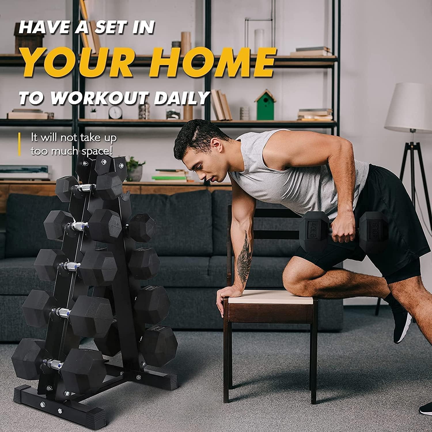 RitFit 180 LB Rubber Hex Dumbbells Set with Optional Dumbbell Rack, Multi Weight Set to Choose, Ideal for Home Gym and Fitness