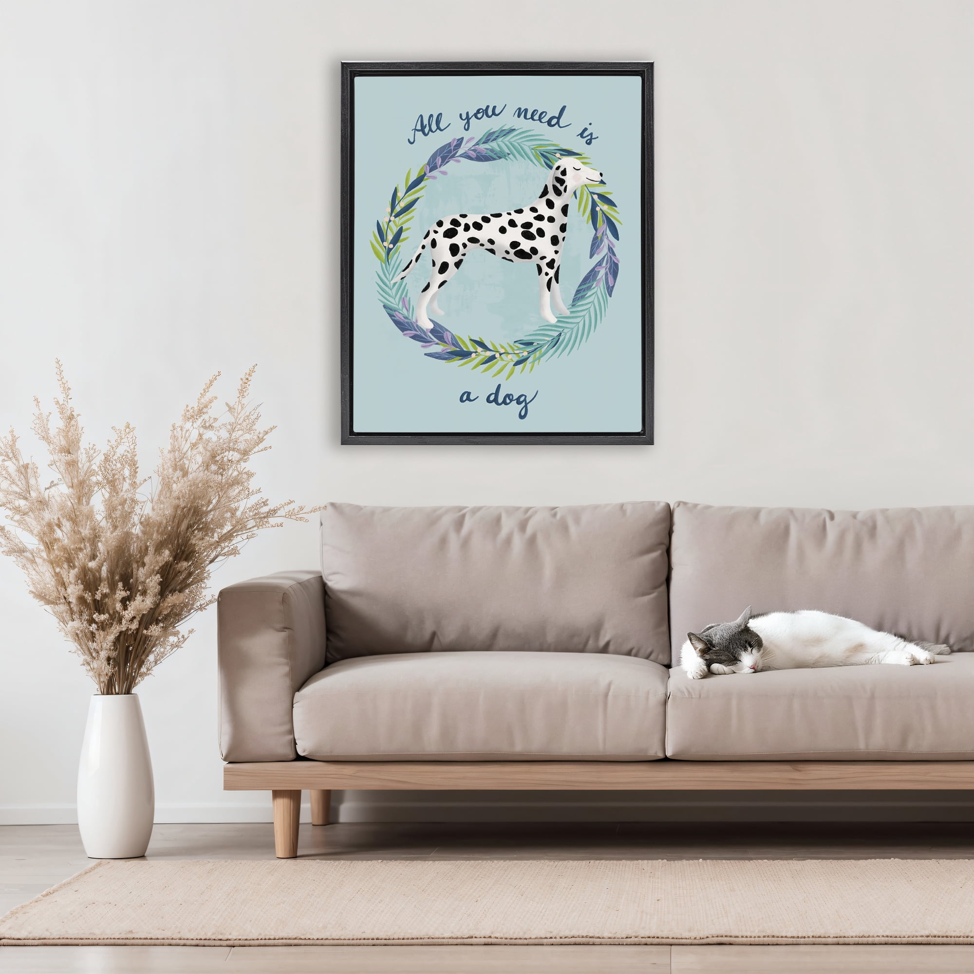 Stupell Industries All You Need Is A Dog Black Framed Floater Canvas Wall Art, design by Metka Hiti