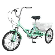 Lilypelle 24 Adult Tricycle Folding Tricycle 3 Wheel Bikes 7 Speed Trikes with Shopping Basket for Seniors Adult,Cyan