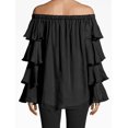 thumbnail image 3 of Nicole Miller Artelier BLACK Off The Shoulder Ruffle Blouse, US Small, 3 of 3