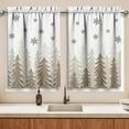 thumbnail image 3 of Christmas Kitchen Curtains Valances 3 Piece Set,Snowflake Merry Xmas Trees Pine Ornament Rod Pocket Farmhouse Cafe Curtain Over Sink Window for Holiday Winter Decor 36 Inch, 3 of 7