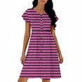 thumbnail image 5 of BUIGTTKLOP Dresses for Women 2026 Summer Casual Knee-Length Dress V-Neck Ruffle Sleeves Striped Front Button down Dresses with Pockets, 5 of 6