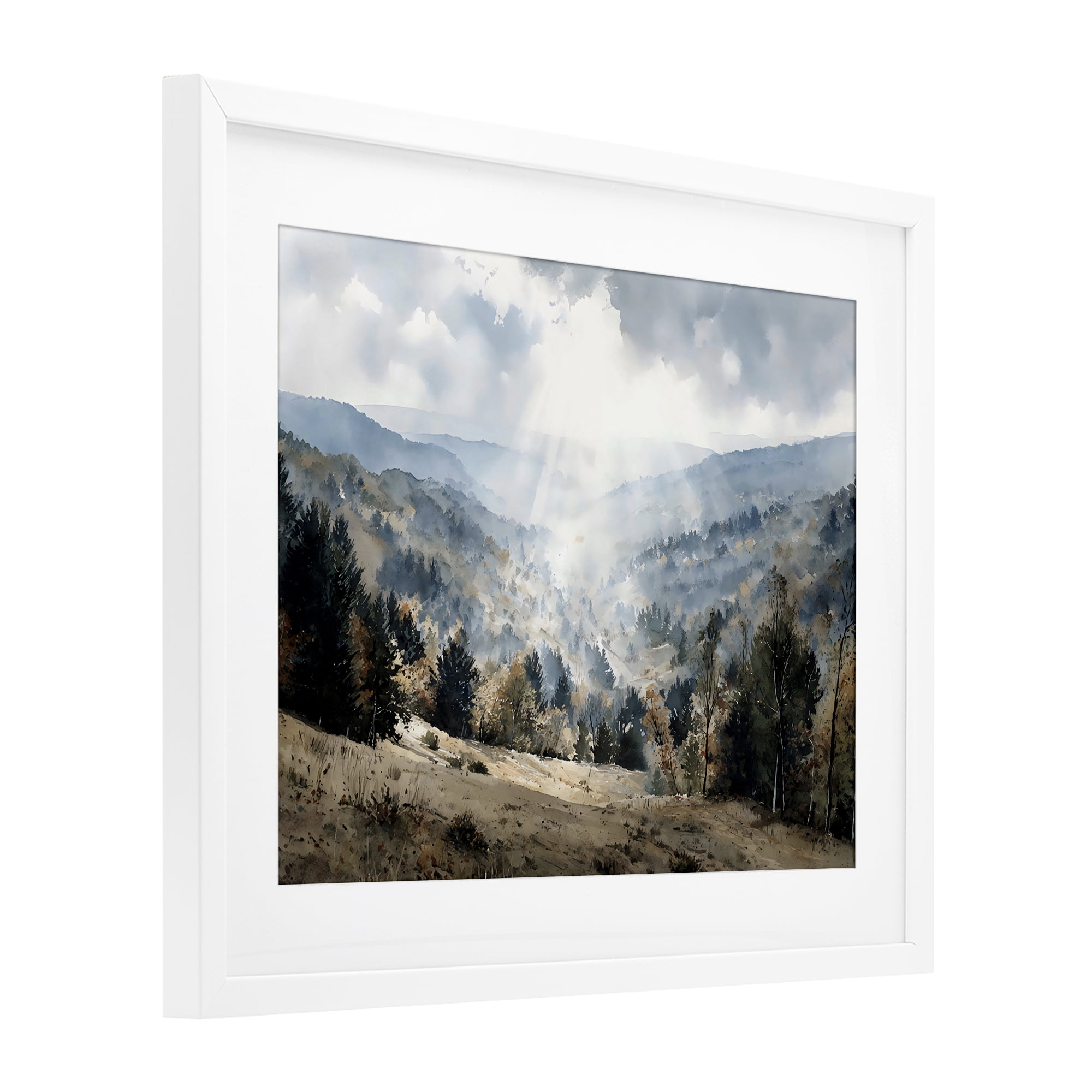 Stupell Industries Sunlit Fall Valley Beams White Framed Print Under Glass, design by Franklyn Gregory