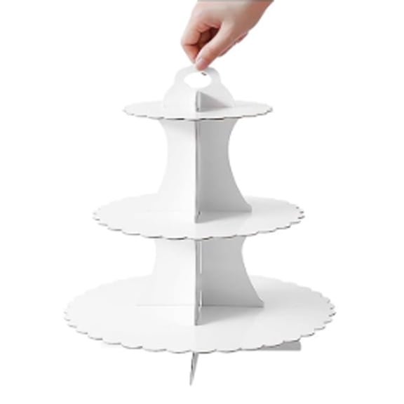 Cupcake Tower 3 Tier, Corrugated Cardboard Cake Stand, Dessert Display for Celebions,home,Tea Party Shower Decoion, White