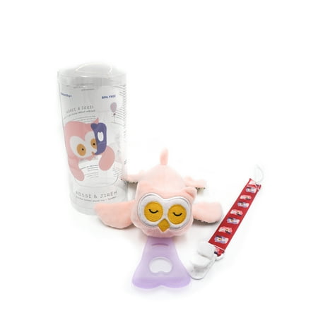 UPC: 0869453000377 | Nissi & Jireh 5 In 1 Pacifier holder plush toy Teether Owl