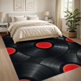 thumbnail image 3 of ODIKA 8'x10' Washable Area Rug Non-Slip Chair-Friendly Mat Record Retro Vinyl Phonograph Disc Motif Round Concentric Shaped for Dining Room, Large Office, Lounge, 3 of 7