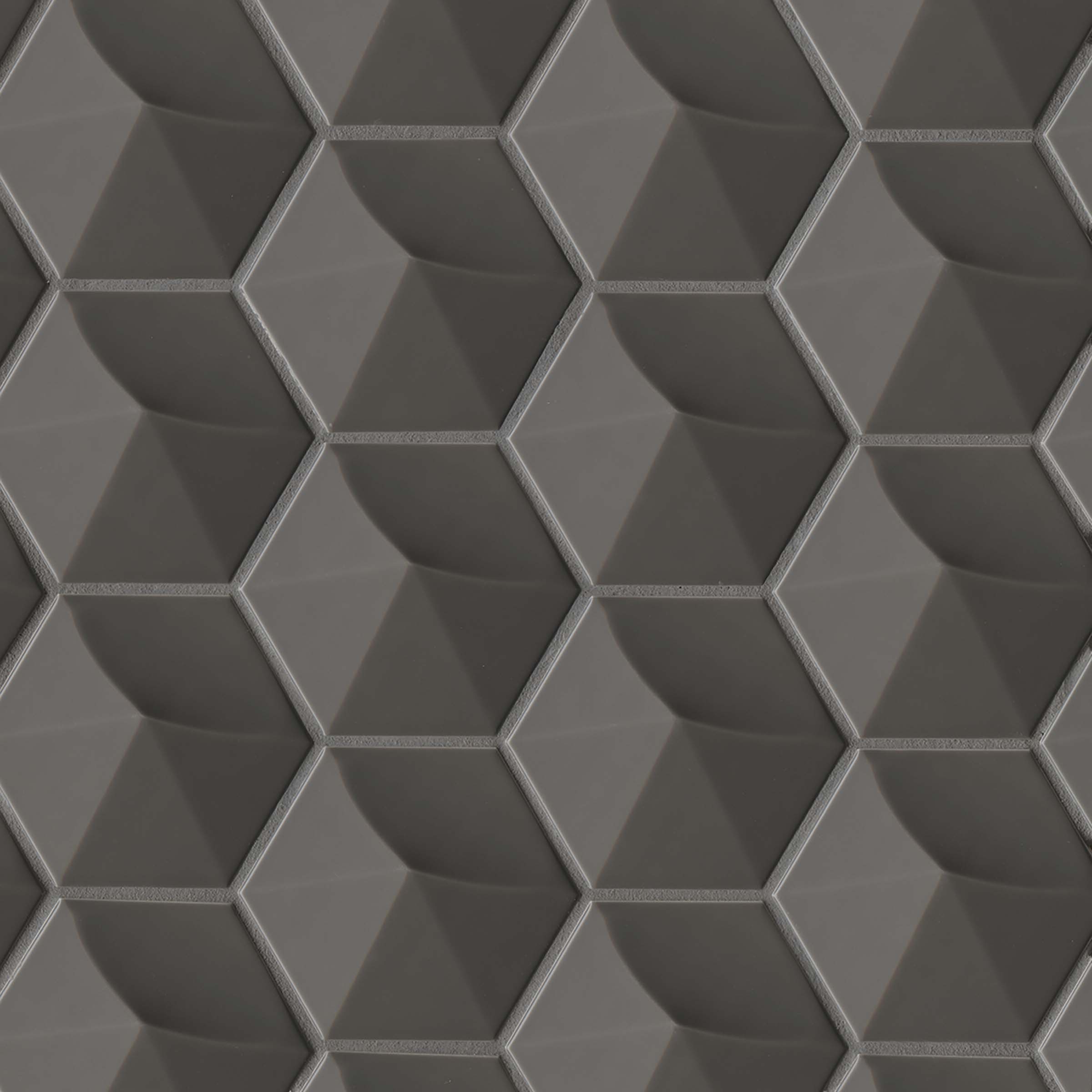 Bedrosians Hedron Gloss Ceramic 3D Hexagon Tile 4" x 5", Storm (36Pack