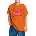 thumbnail image 4 of Piuwrlz Kid Short Sleeve Sweatshirt Girls T-Shirts Printed Loose Round Neck Blouses T Shirt Top Orange Size 7 Years, 4 of 4