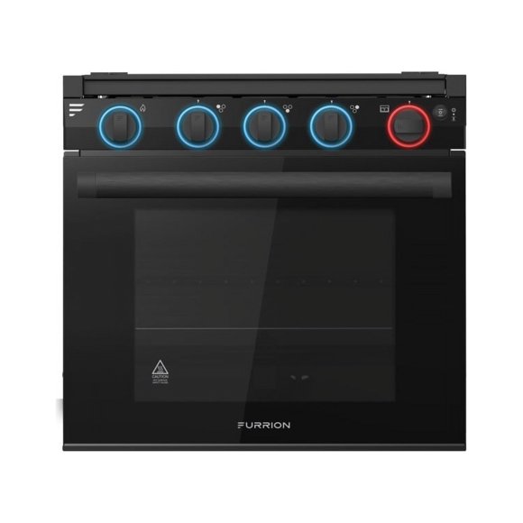 Furrion LLC Poêle F1S21L03A-BL Gamme; Noir avec Poignée Noire/porte en Verre Noire; Allumage Piézo; 3 Brûleurs; avec Gril